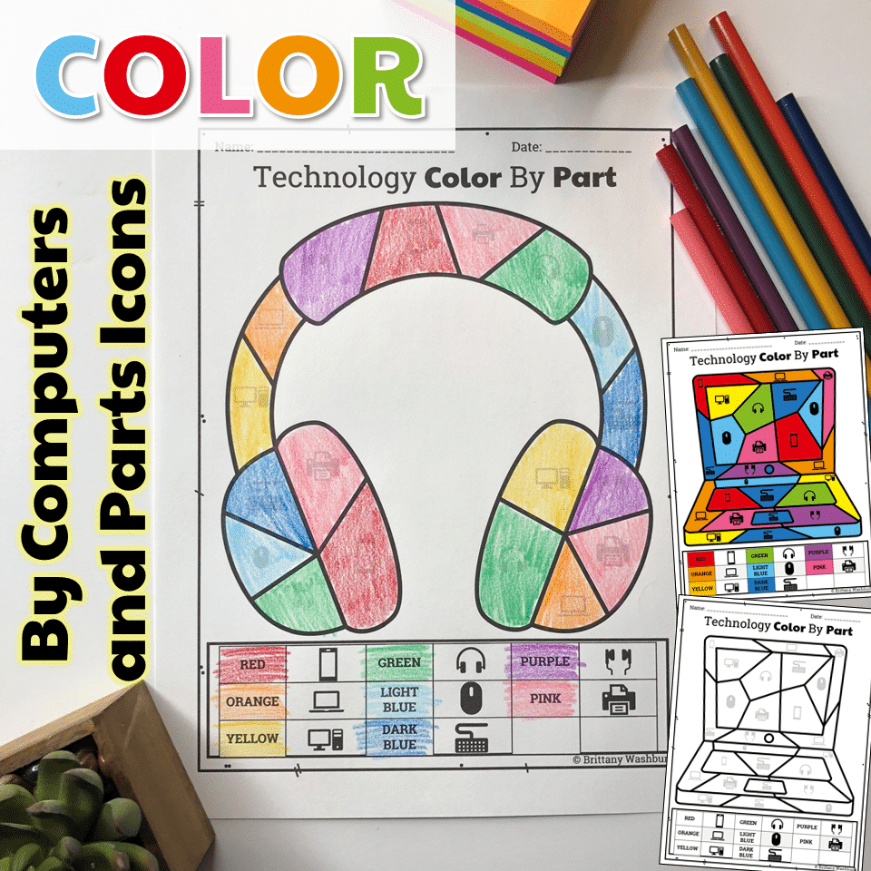 Technology Color By Computers and Parts Printable Worksheets Technology Curriculum