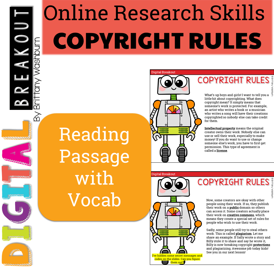 Online Research Skills Digital Breakout Copyright Rules - description