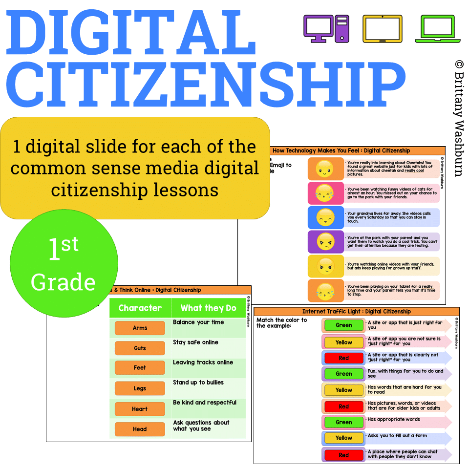 1st Grade Digital Citizenship Activities Technology Curriculum