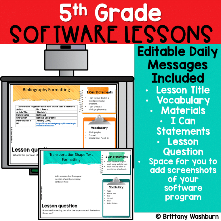 5th Grade Software Lessons Bundle - Technology Curriculum