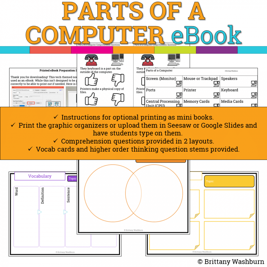 Parts of a Computer Booklet - Technology Curriculum